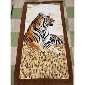 Retro 70s Jumbo Tiger Beach Pool Towel 36x65 Jungle Bengal Safari Wild Animal
